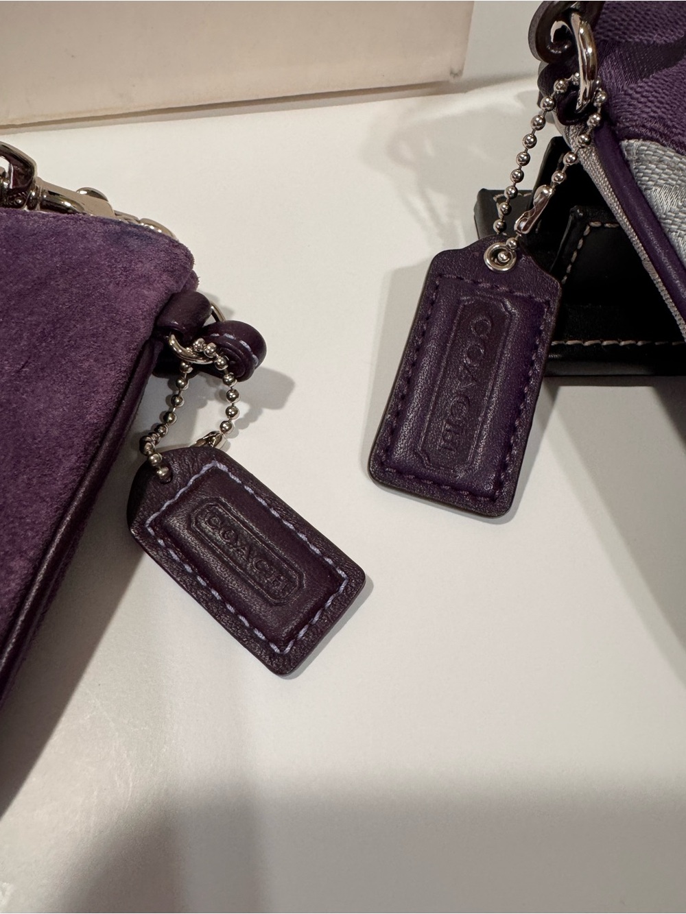 Coach Purple Suede & Metallic Patchwork Wristlet Duo - Picture 3 of 16